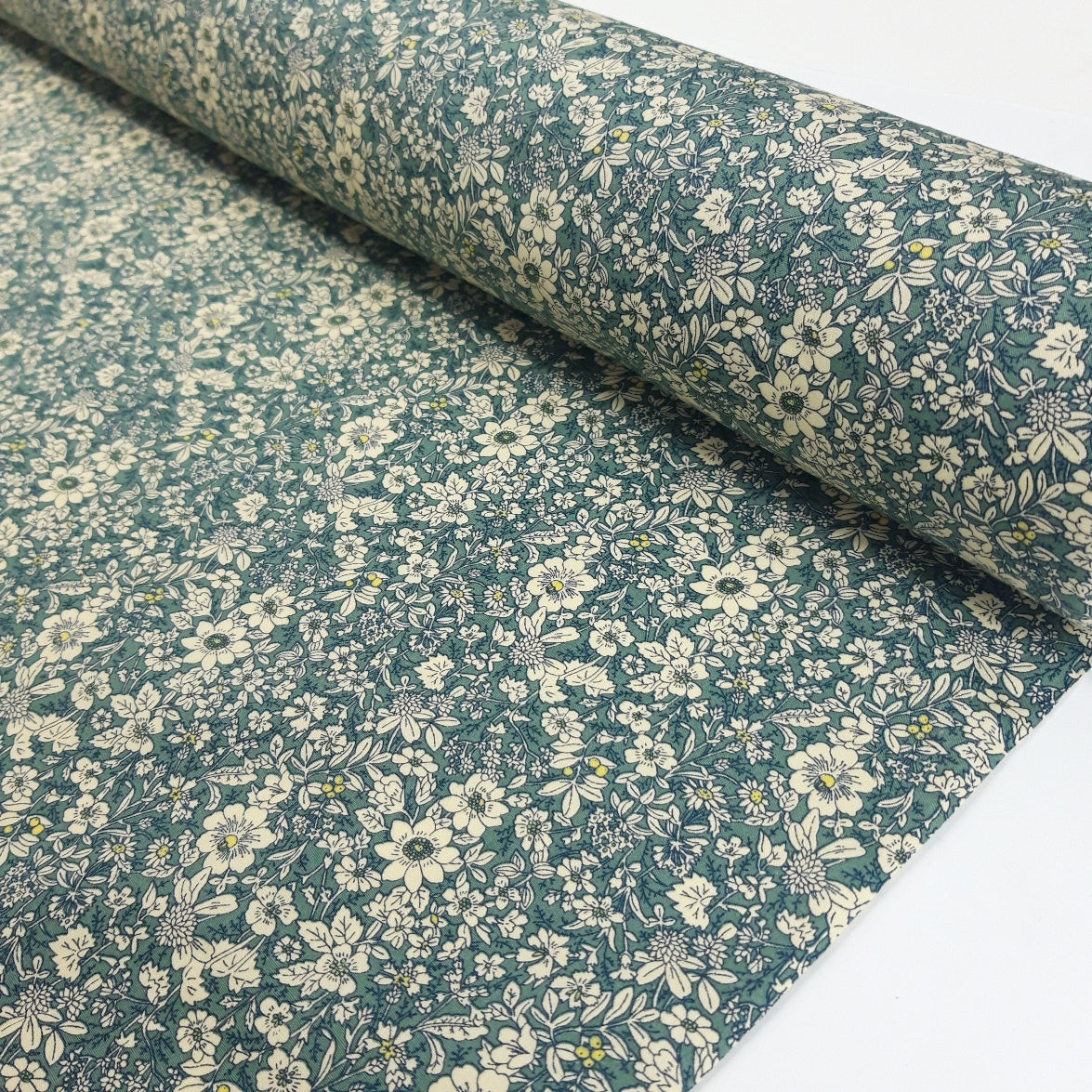 Poplin Prints Caroline Teal Floral Cotton Poplin Printed Farbric Fabric Photo
