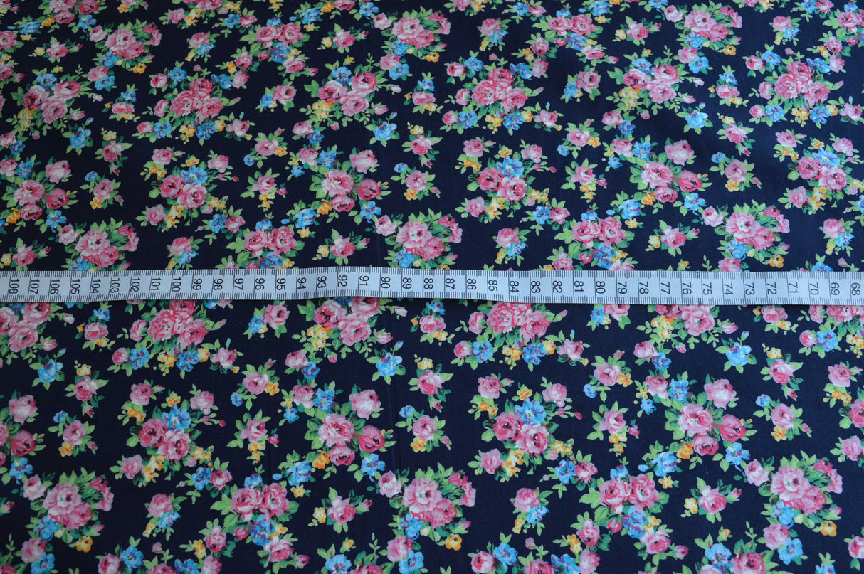 Poplin Prints Celine Navy Floral Cotton S