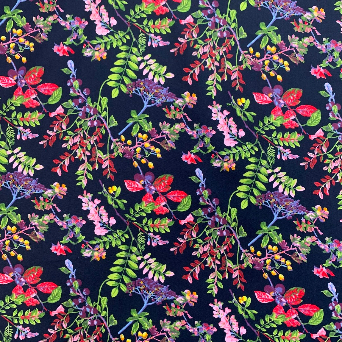 Poplin Prints Mrs Bouquet Navy Close Up Photo
