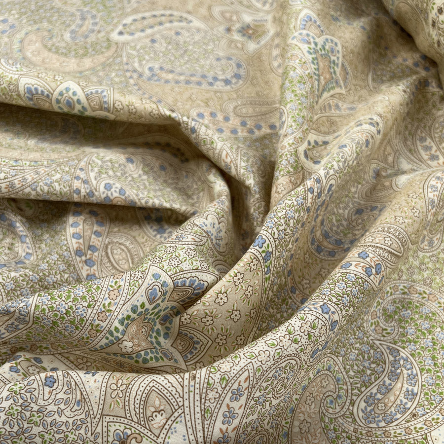 Poplin Print Bonnie Paisley Ivory Floral Cotton Woven Dress Fabric