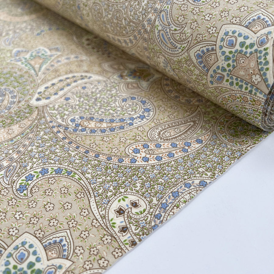 Poplin Print Bonnie Paisley Ivory Floral Cotton Woven Dress Fabric Roll