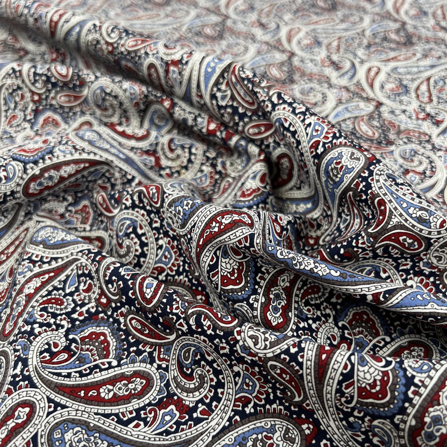Poplin Styles Paisley Red Navy Floral Cotton Dress Fabric