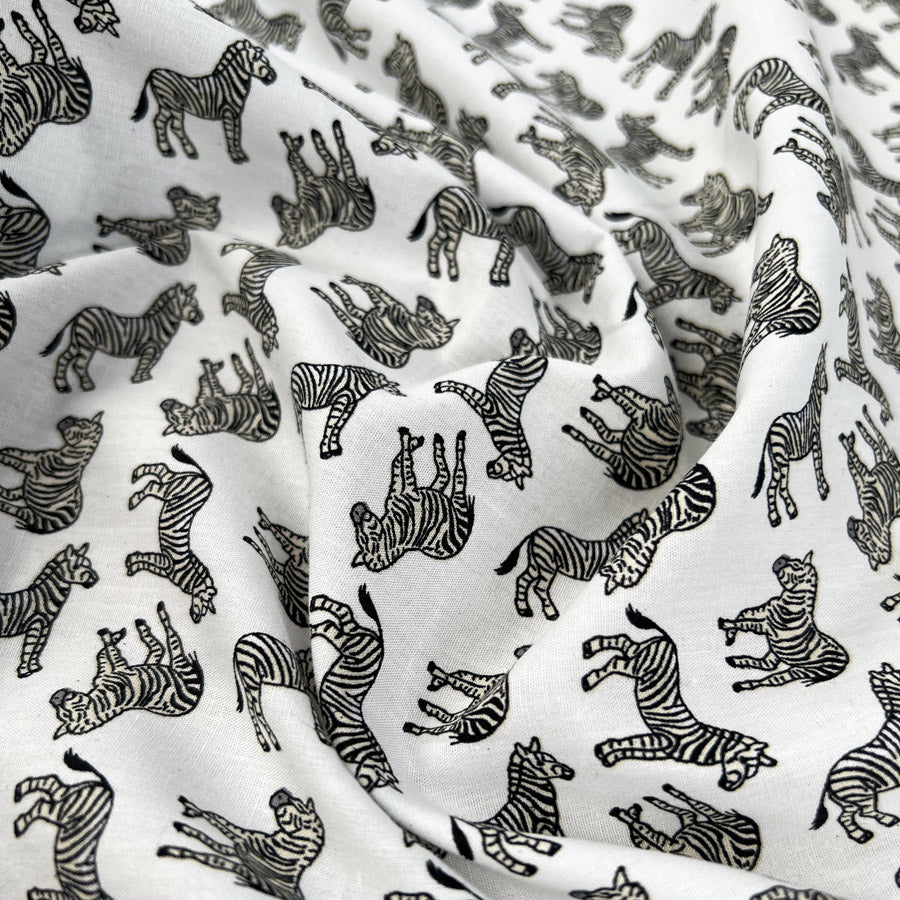 Poplin Styles Zebra White Black Cotton Dress Fabric