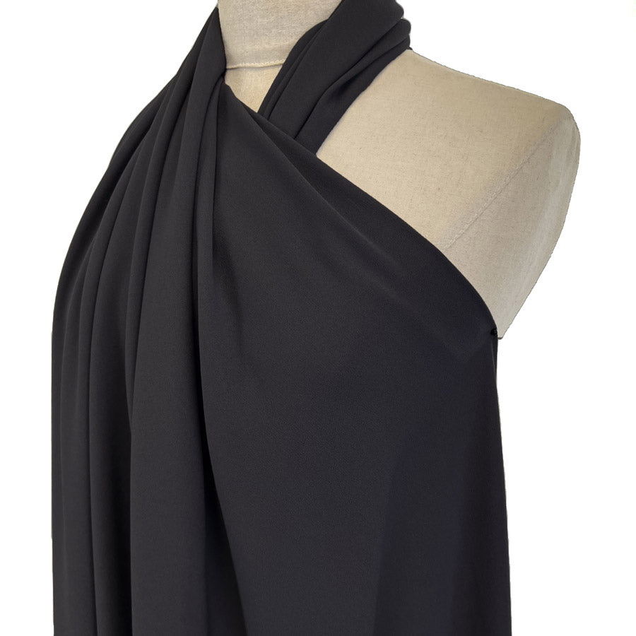 Prestige Gun Metal Polyester Crepe Dressmaking Fabric Side