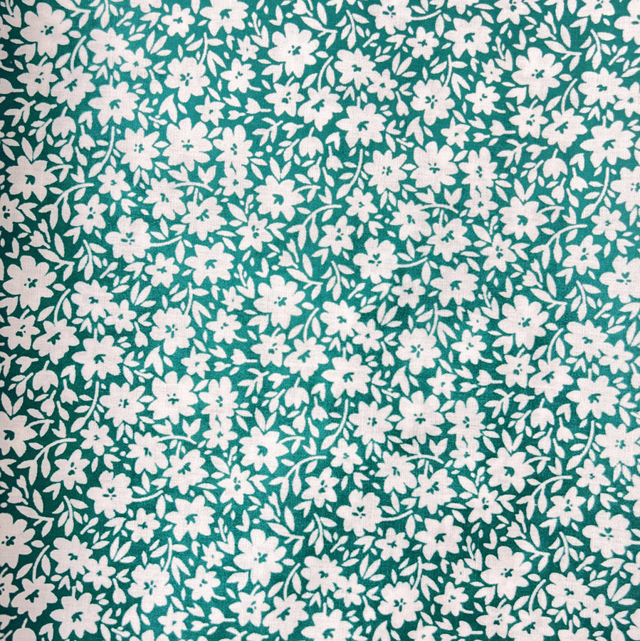 Pretty Polly Cotton Polyester Print Fabric Aqua Azalea Full