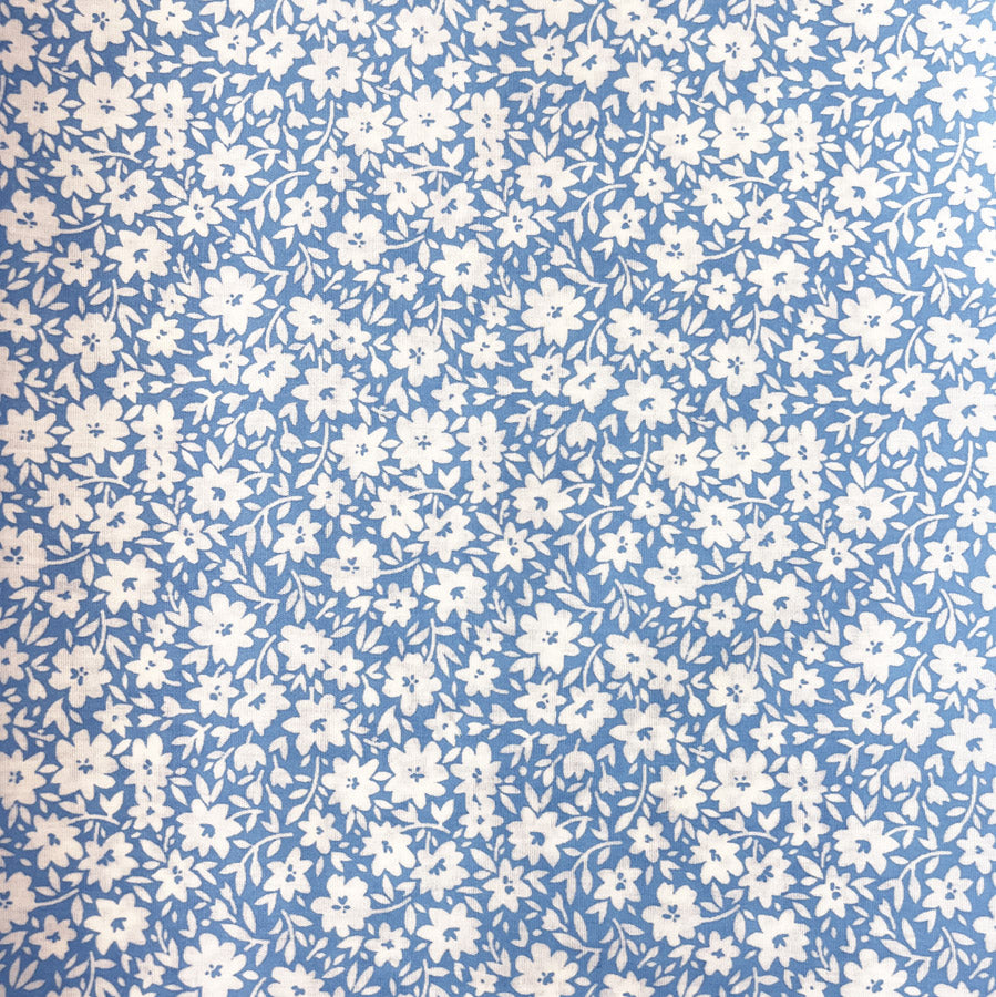 Pretty Polly Cotton Polyester Print Fabric Blue Azalea Full