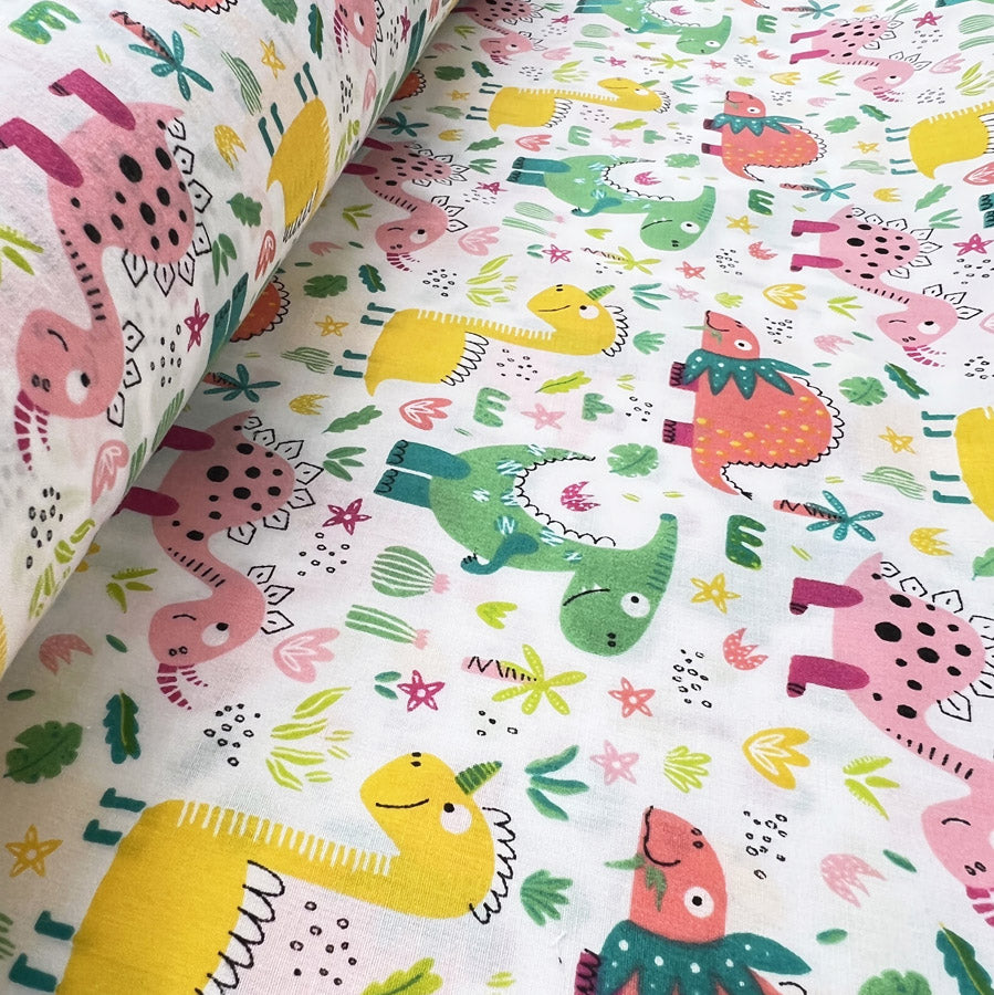 Pretty Polly Cotton Polyester Print Fabric Walk The Dinosaur Roll