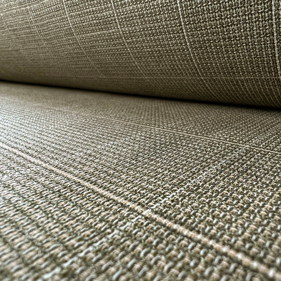 Prime Time Check Beige Green Wool Suiting Fabric Cu2