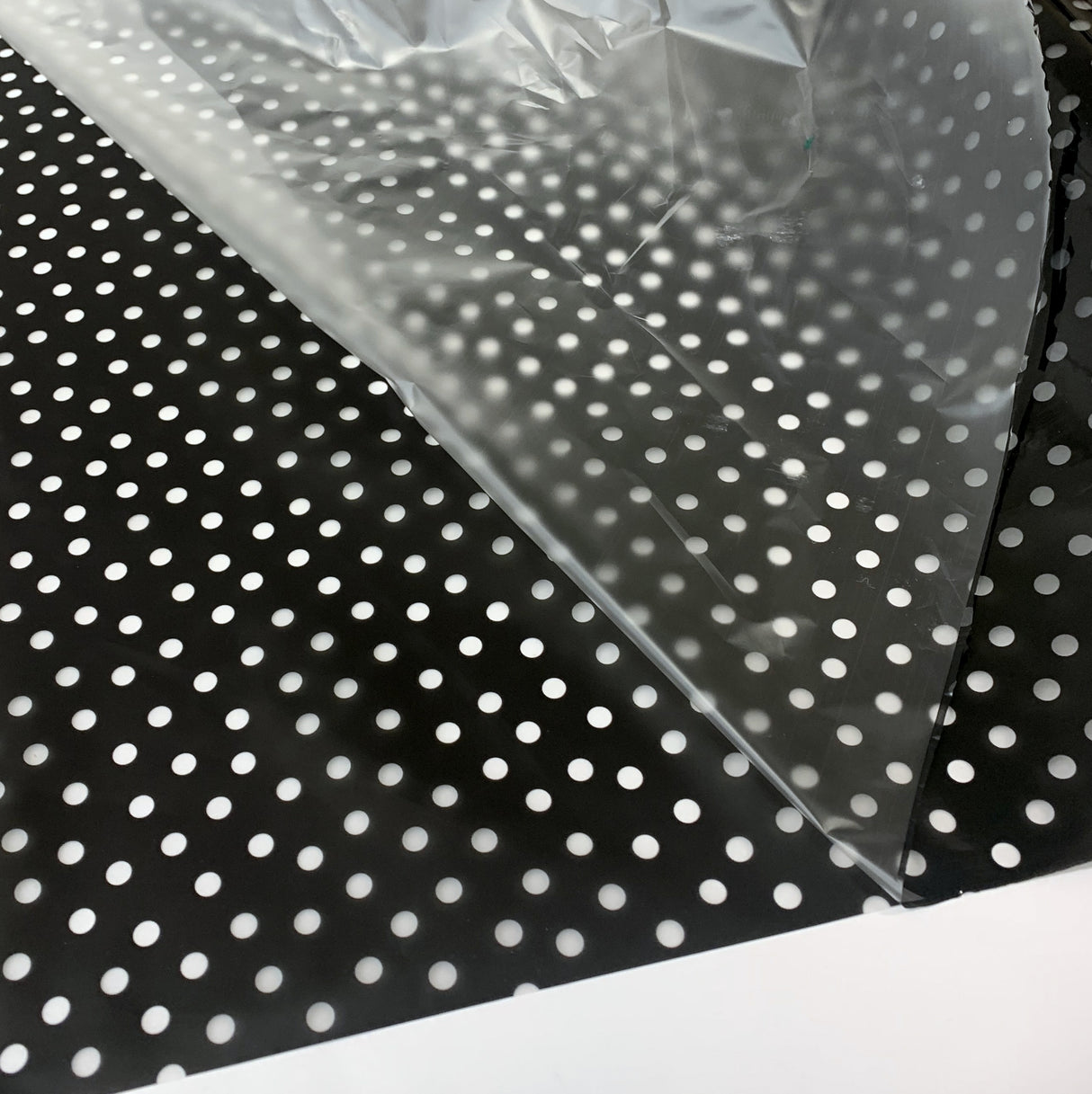 Printed Pu Polyurethane Polka Black Fabric R
