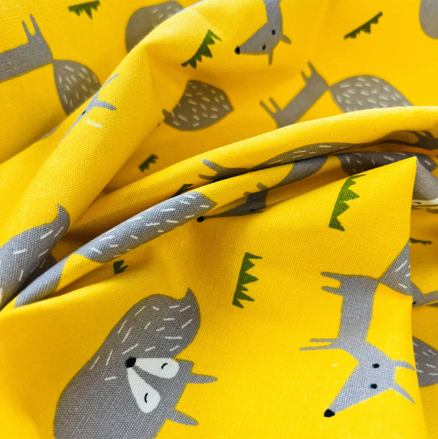 Printed Cotton Canvas Fabric Yellow A Better Place Sleepy Fox