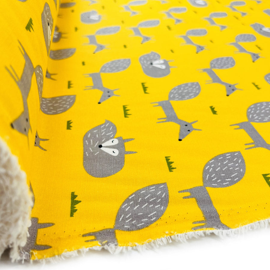 Printed Cotton Canvas Fabric Yellow A Better Place Sleepy Fox Roll