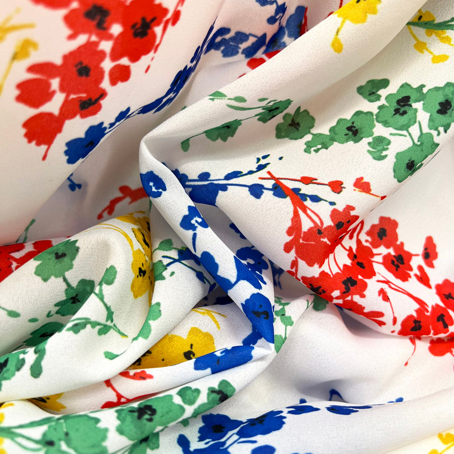 Printed Double Georgette Fabric Liza Rby Ivory Floral