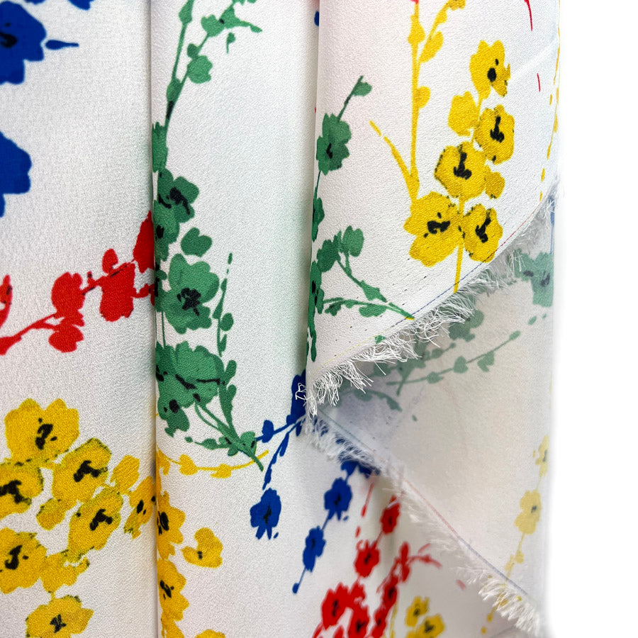 Printed Double Georgette Fabric Liza Rby Ivory Floral Hang