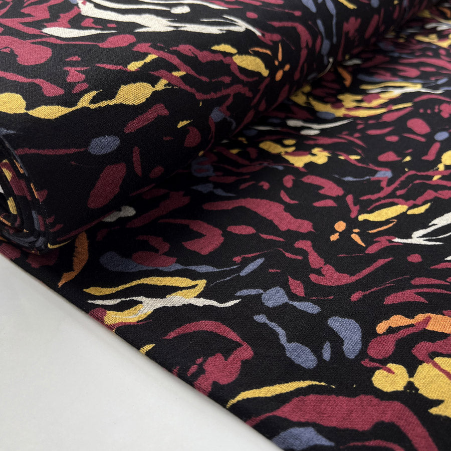 Printed Ponte Lava Flow Red Black Polyester Viscose Abstract Print Dress Fabric Bolt 13D45353 8E78 4C5F B6A9 A6Da63E90C2B