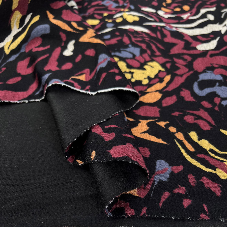 Printed Ponte Lava Flow Red Black Polyester Viscose Abstract Print Dress Fabric Fold 1D410593 6A99 4D8A 87Ce 45F375F72Aaa