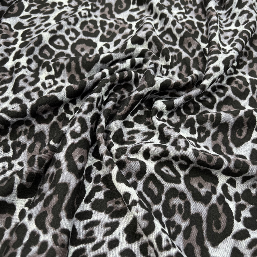 Printed ponte leopard grey black animal skin print 2