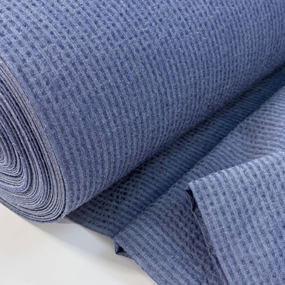 Proper Seersucker Tiny Denim Cotton Blue Fabric Cud