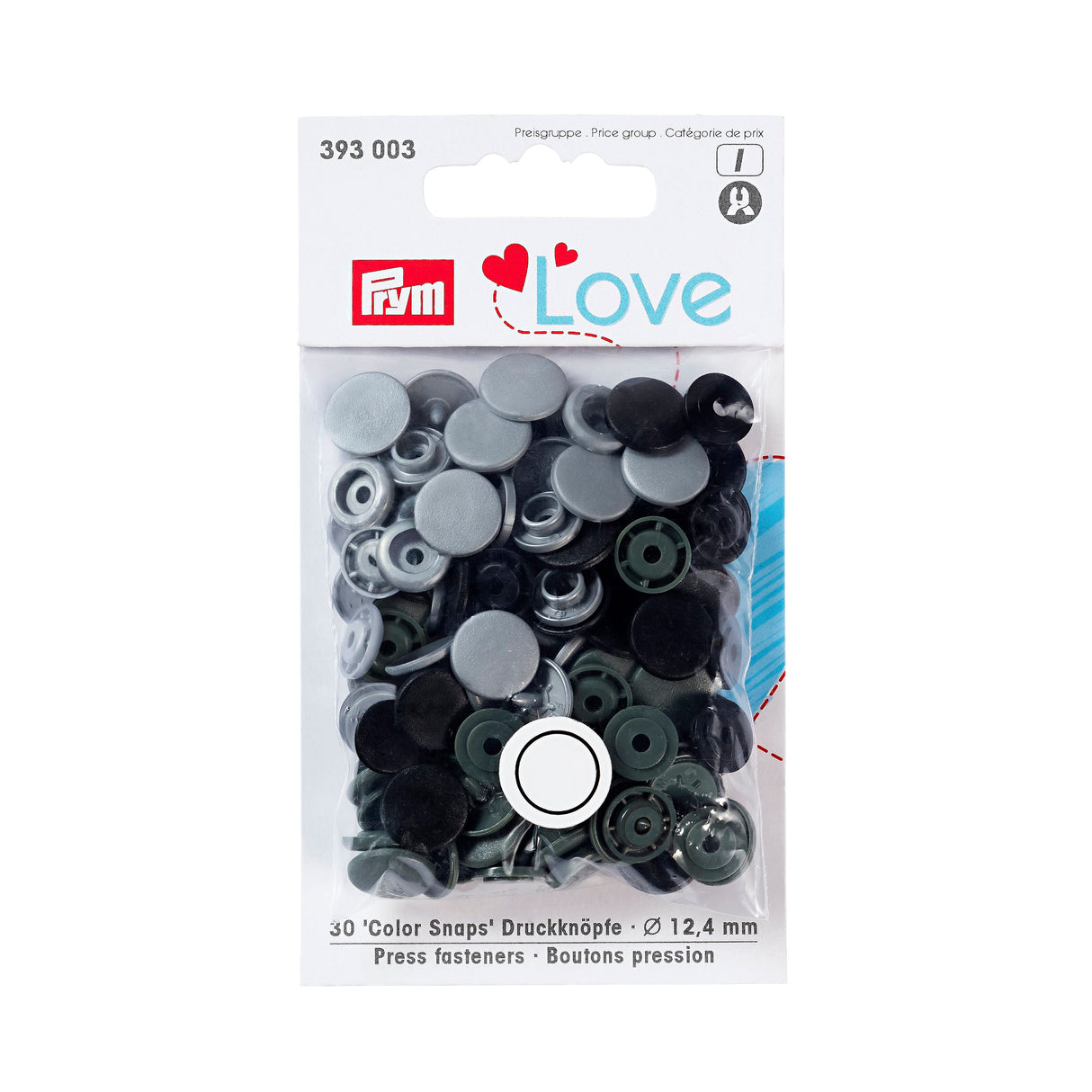 Prym Love Press Fasteners Grey Black Green 393003