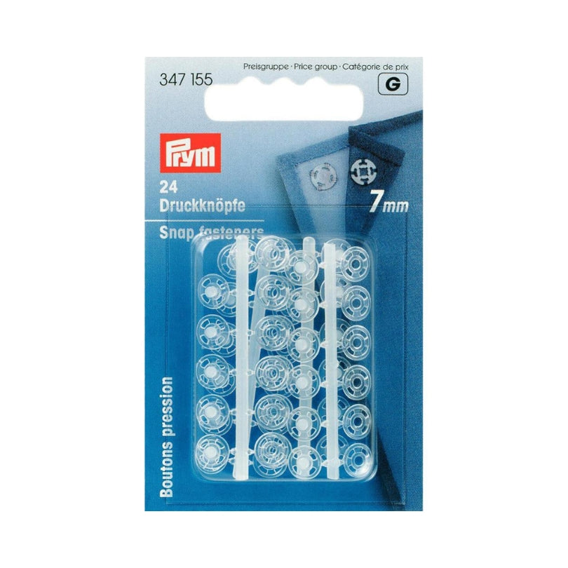 Prym Sew On Snap Fasteners Transparent 7mm 347155