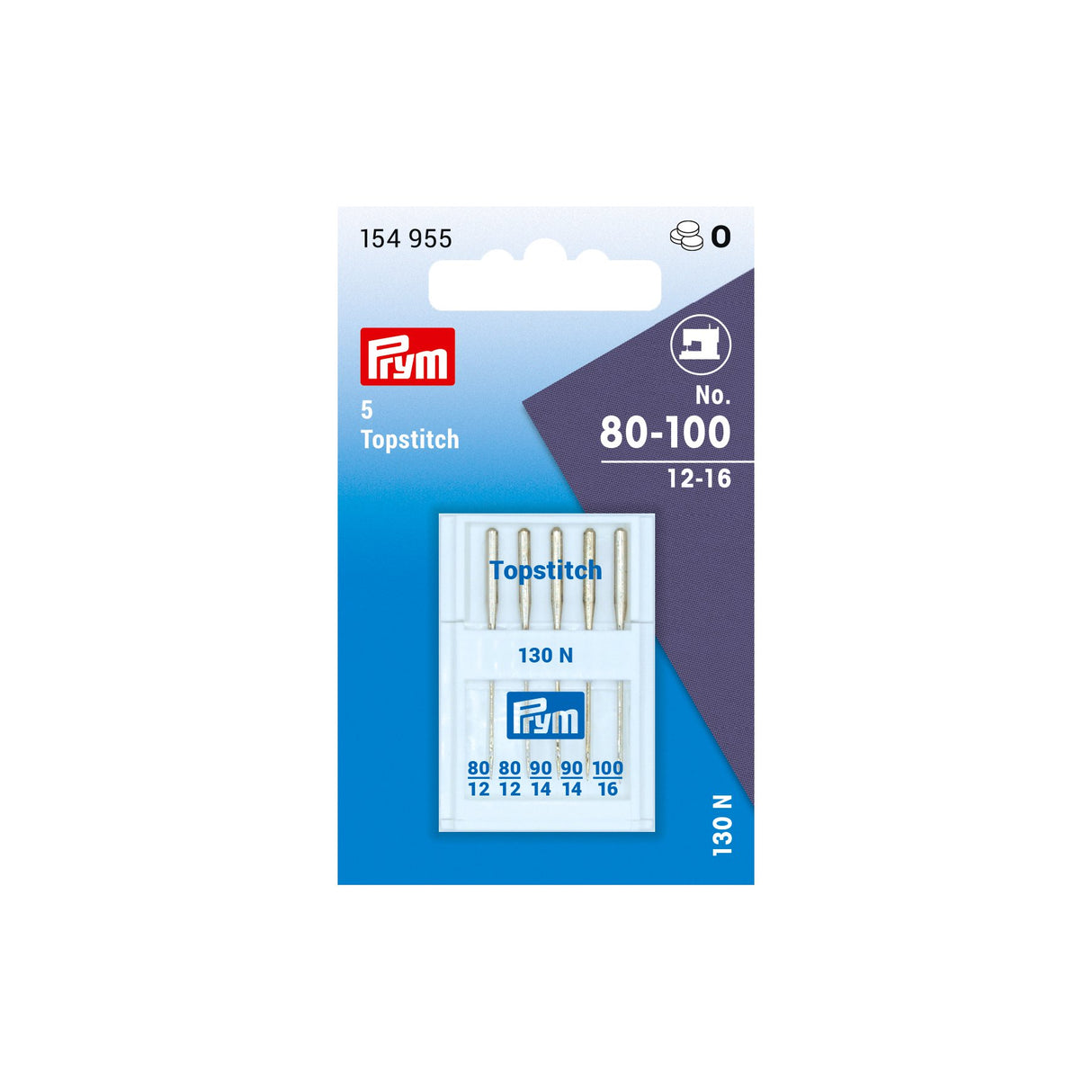Prym Topstitch Sewing Machine Needles No 80 100 12 16 154955