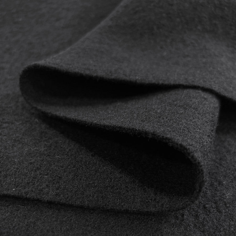 Pure Luxury Boiled Wool Dress Fabric Black Fold2