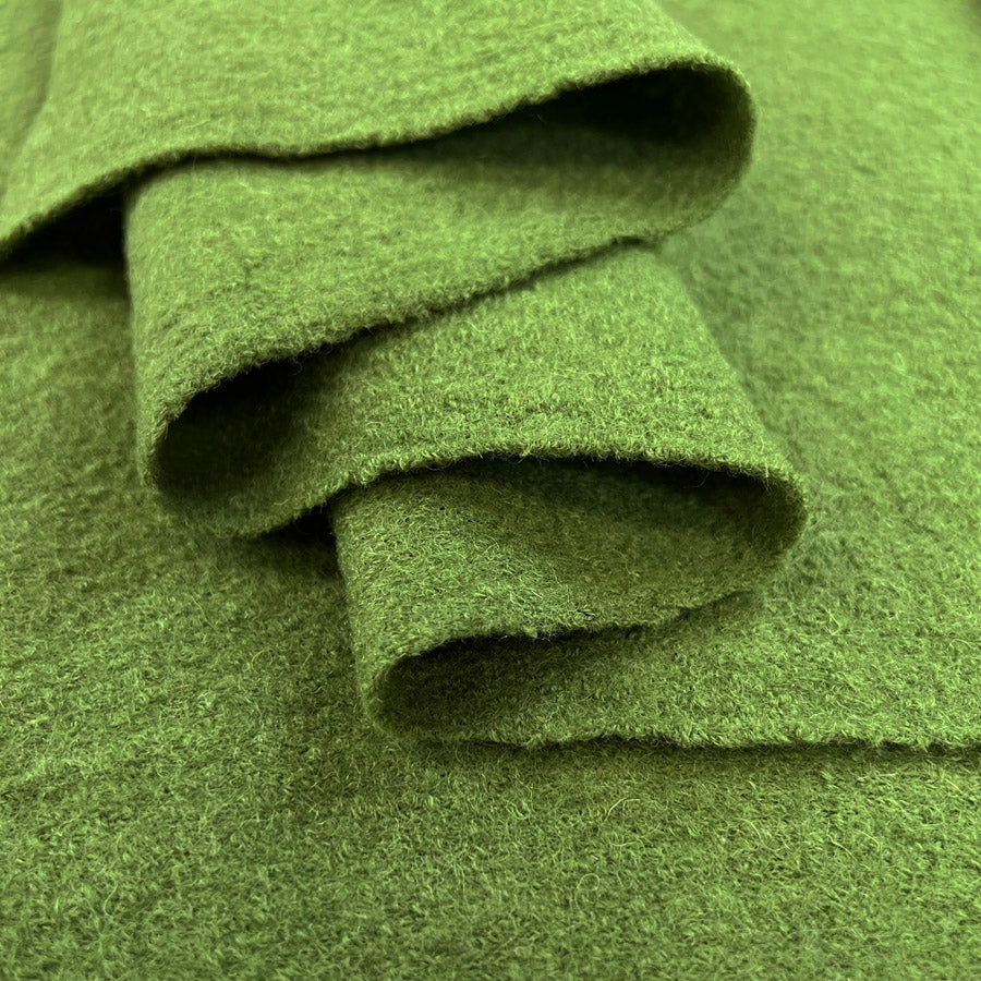 Pure Luxury Boiled Wool Fabric Vivid Green Fold