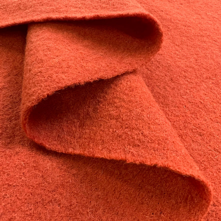 Pure Luxury Boiled Wool Pumpkin Orange Coating Fabric Fold