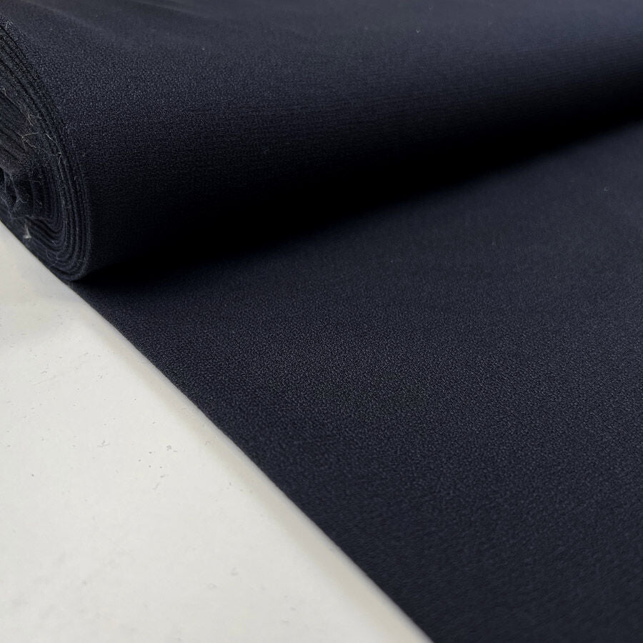 Pure Wool Crepe Navy Blue Woven Dress Fabric Bolt