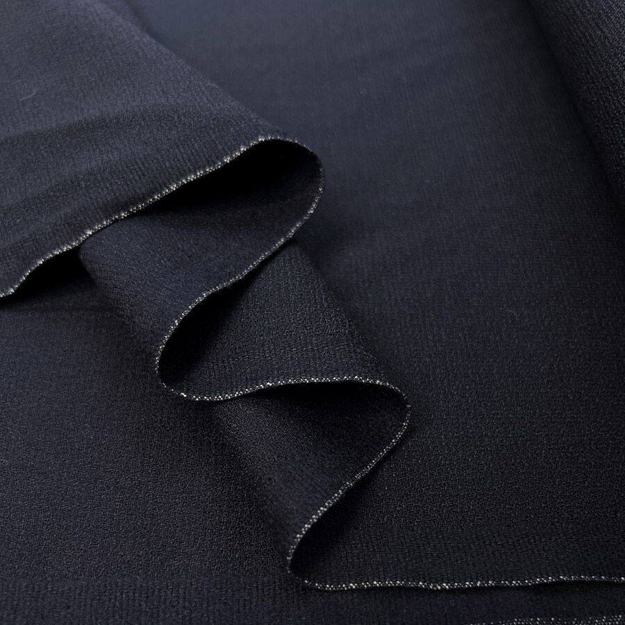 Pure Wool Crepe Navy Blue Woven Dress Fabric Fold