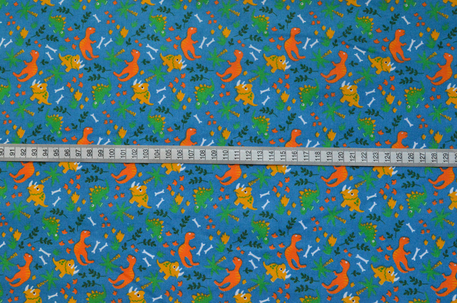 Put The Kettle On Disco Dino Blue Dinosaur Fabric S