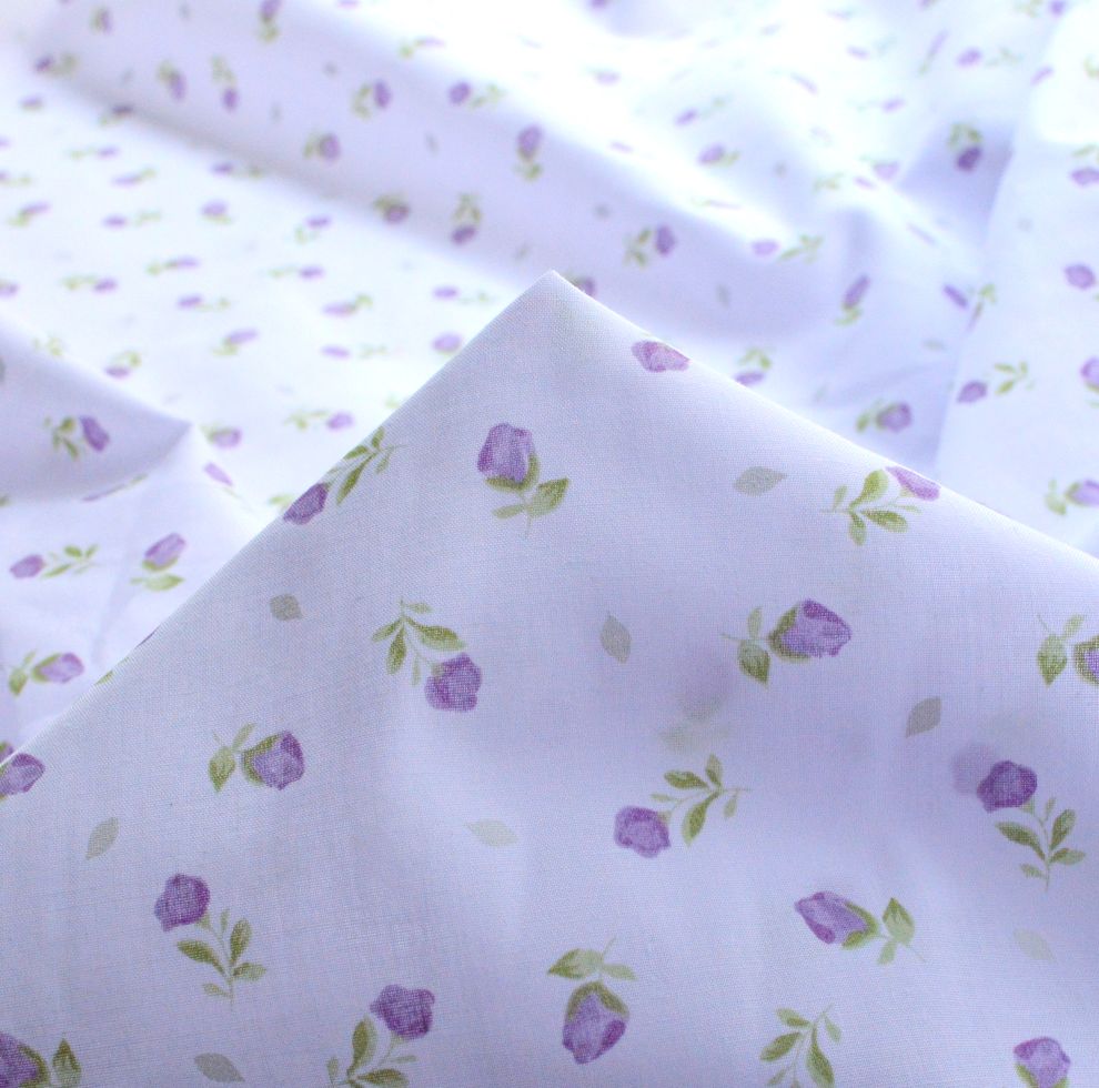 Put The Kettle On Poly Cotton Primrose Purple Fabric Cu