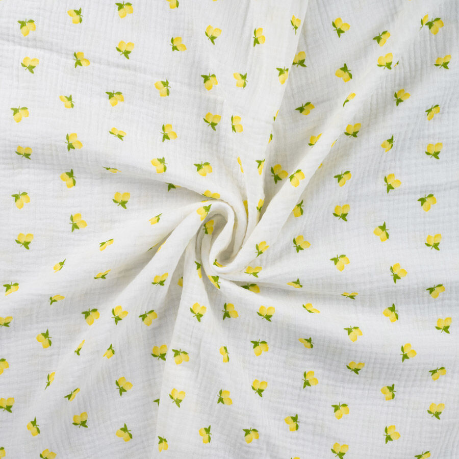 Qjutie 100% Cotton Bambino Print Dress Fabric Lemons K42032 510 Twist