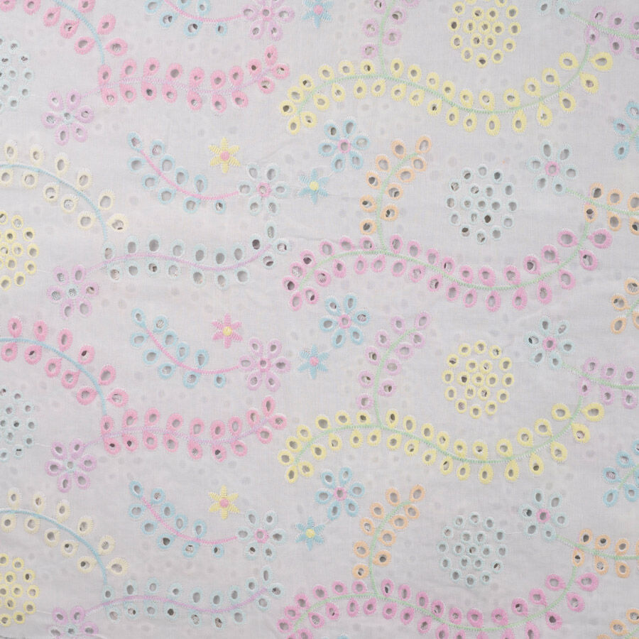 Qjutie 100% Cotton Broderie Anglaise Fabric Multi K48060 510