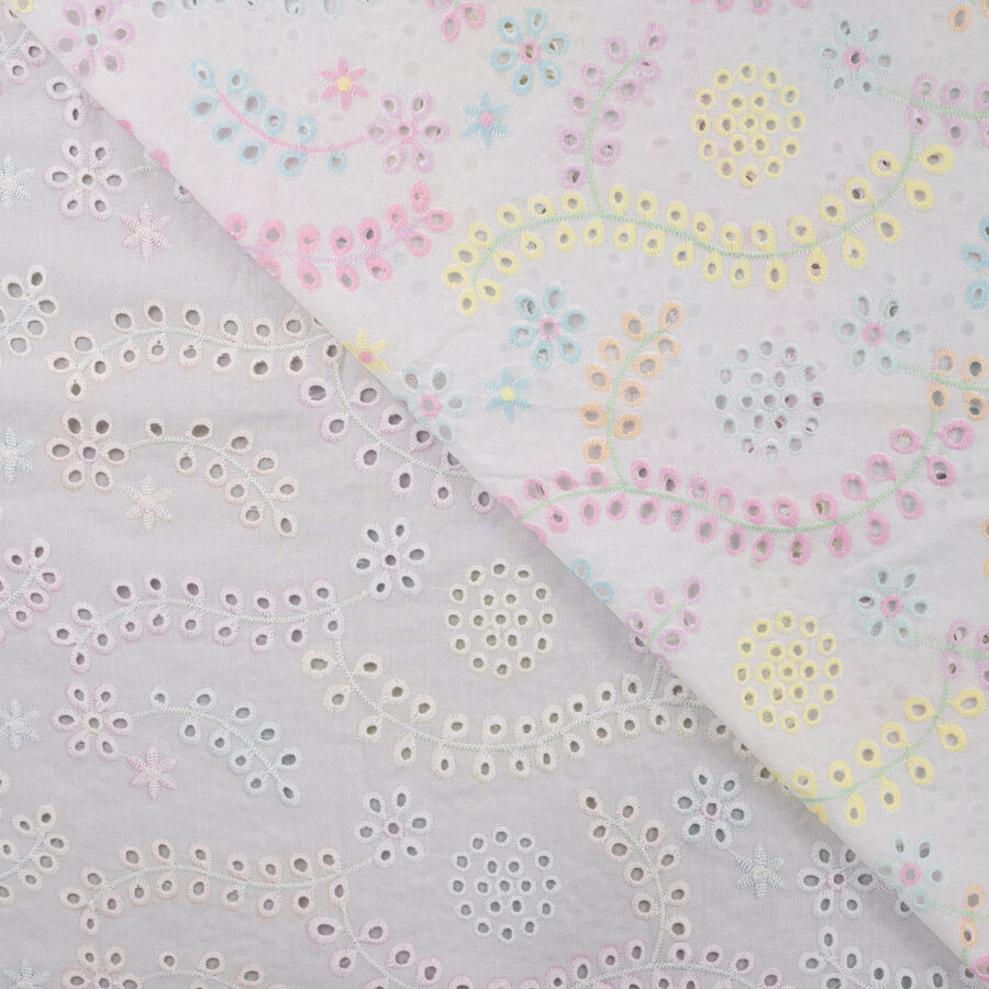 Qjutie 100% Cotton Broderie Anglaise Fabric Multi K48060 510 Fold