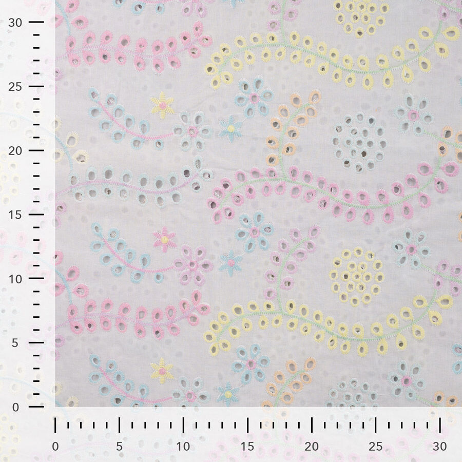 Qjutie 100% Cotton Broderie Anglaise Fabric Multi K48060 510 Ruler
