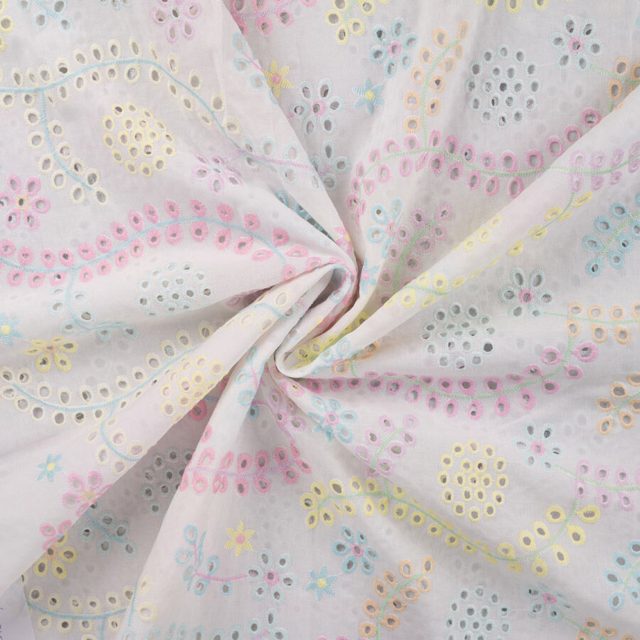 Qjutie 100% Cotton Broderie Anglaise Fabric Multi K48060 510 Twist