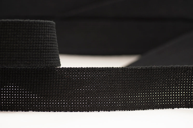 Quality Webbing Plain Black Dark 40mm Wide Bag