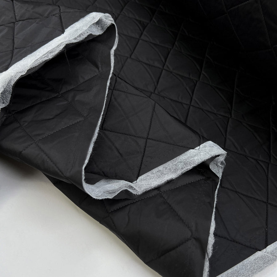 Quilted matte black water resistant nylon british wadded coating fabric fold