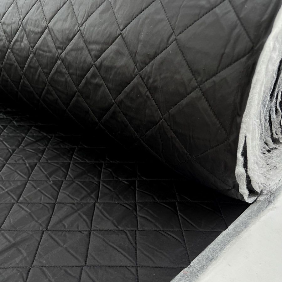 Quilted matte black water resistant nylon british wadded coating fabric roll