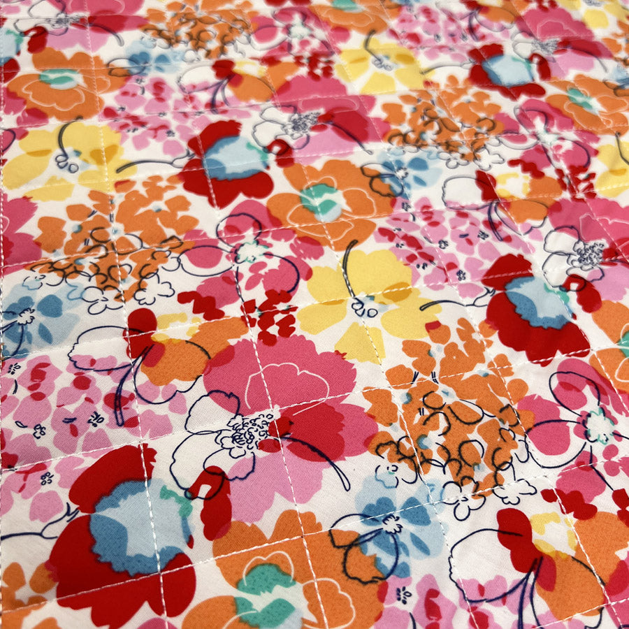 Quilting Floral Fiesta Cotton Wadding Pink Orange Coating Fabric