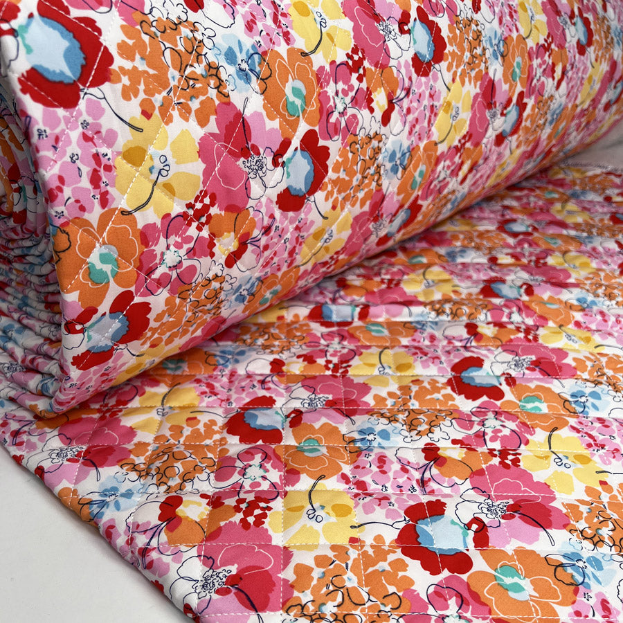 Quilting Floral Fiesta Cotton Wadding Pink Orange Coating Fabric Bolt