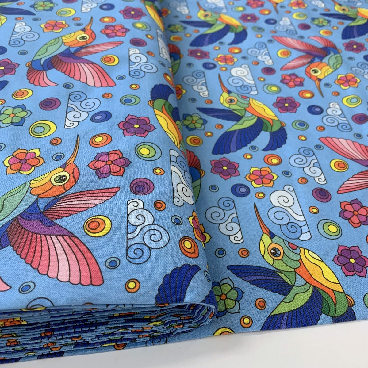 Rainbow Birds Craft Cotton Bird Blue Craft Fabric B