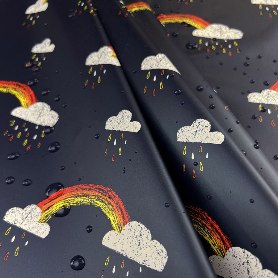 Rainbow Dreamcoat Navy Water Resistant Printed Childrens Fabric