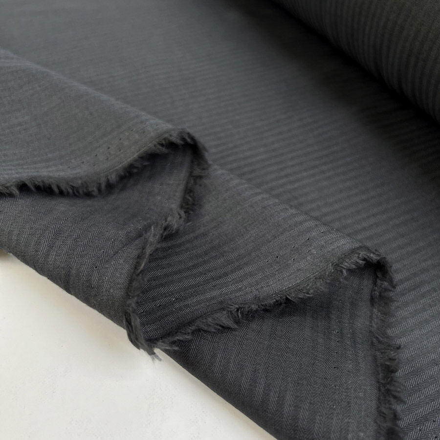 Ralphs Shirting Dark Grey Cotton Deadstock Designer Fabric Fold