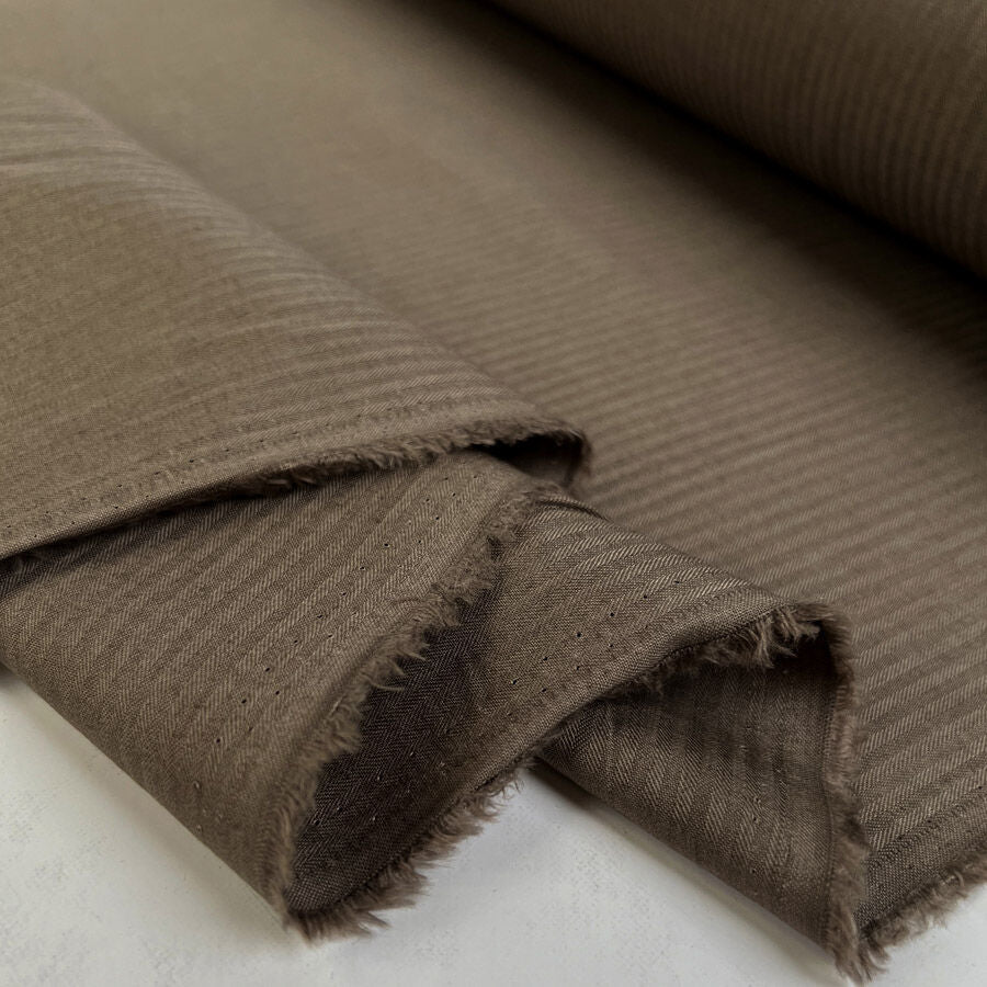 Ralphs Shirting Taupe Brown Cotton Deadstock Designer Fabric Fold