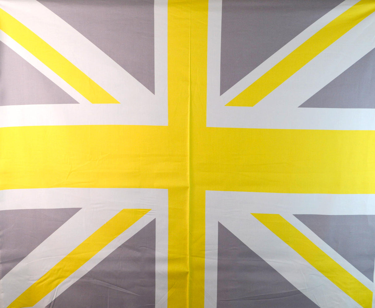 Riley Blake Union Jack Flag Yellow Grey White