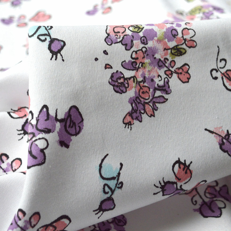Roal Dahl Fantabulous White Floral Cotton Trousering Soft Furnishing Fabric Cu