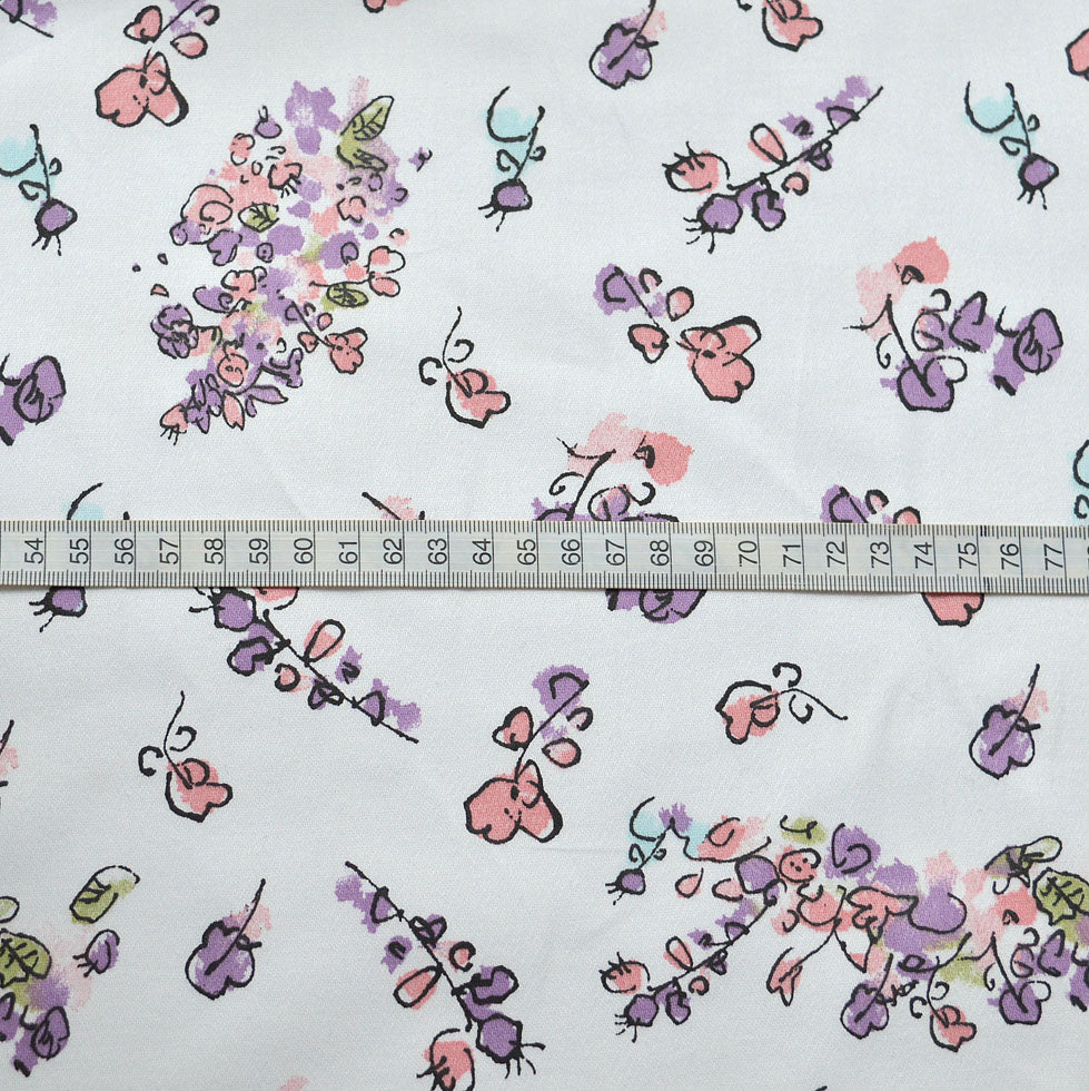 Roal Dahl Fantabulous White Floral Cotton Trousering Soft Furnishing Fabric S