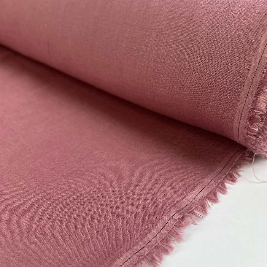 Roselle Linen Pink Plain Woven Dress Fabric Roll