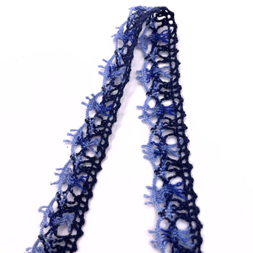 Scallop crochet lace trim blue twist
